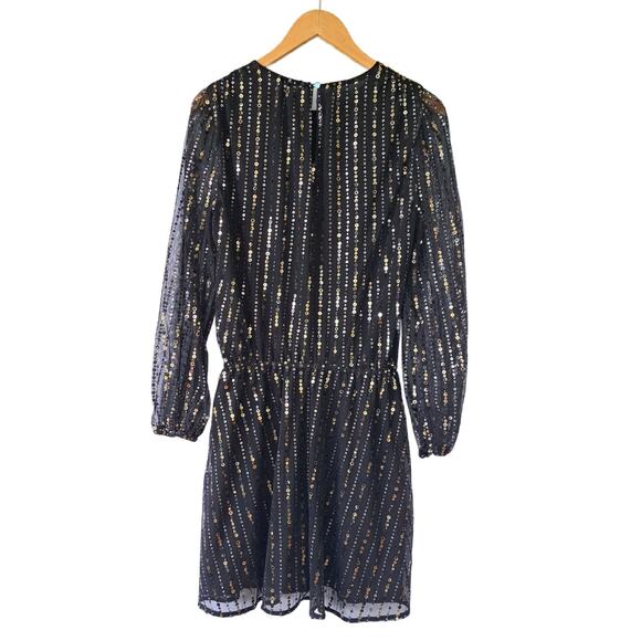 WHITE HOUSE BLACK MARKET Black Sequin Blouson Dress Small Long Sleeve Cocktail - Picture 11 of 12